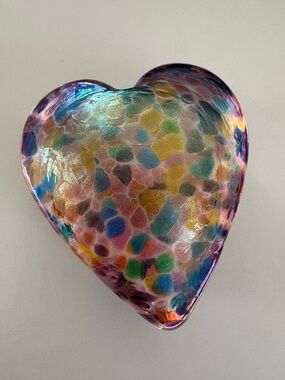 Robert Held Art Glass Multicolor Heart Paper Weight - Decorative Accent